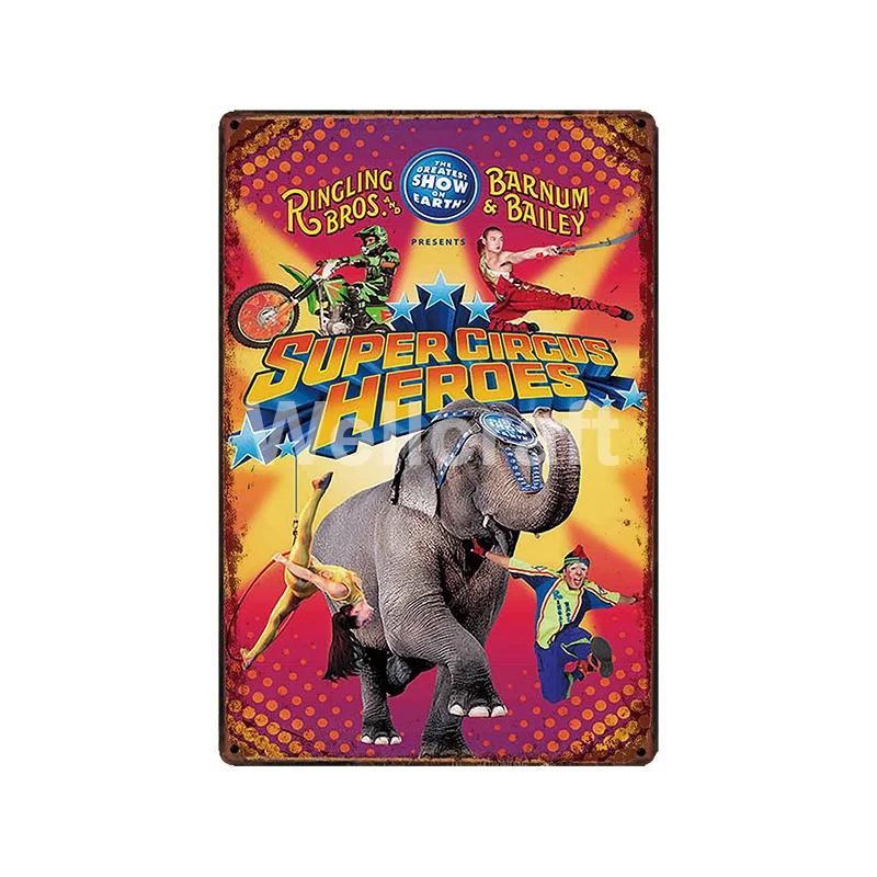 [ WellCraft ] Circus Lion Elephant Tiger Clown Horse Metal Sign Vintage Painting Decor  LT-1899 Room Decoration