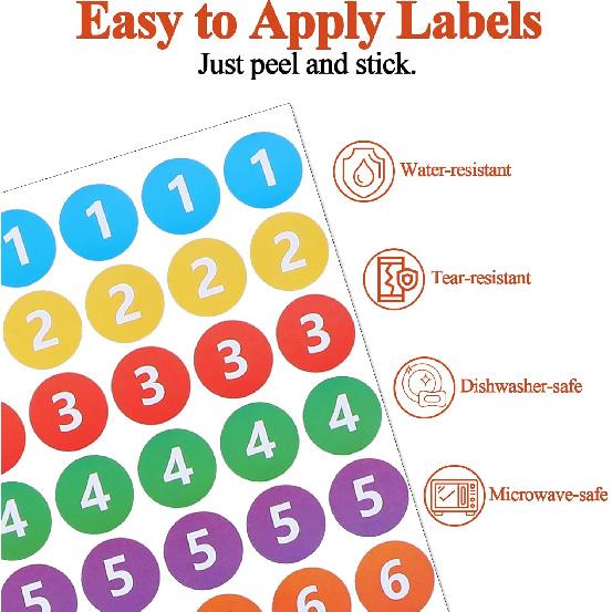 2808Pcs 0.8 Inch Small Number Stickers, 24 Sheets Colourful Number Stickers 1-10 Self Adhesive Round Numbered Stickers Label Sticker for Office