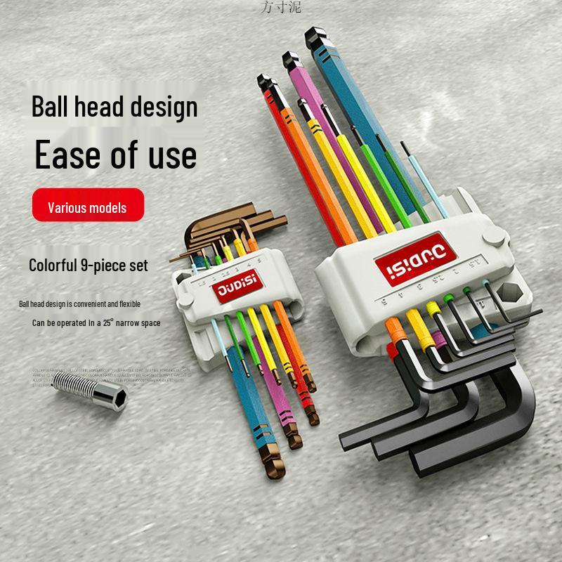 Colored Hex Wrench and Screwdriver Set - 6-Point, Multifunctional Tool with Extended Keys