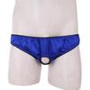 Men Briefs Sissy Silk Satin Frilly Open Hole Bikinis Crossdressing Panties Underwear