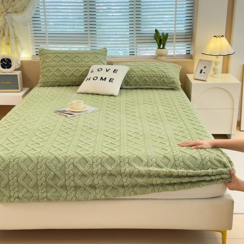 2025New Thickened Warm Bed Sheet Single Piece Autumn Winter Coral Fleece Bed Sheet Taffeta Mattress Protector