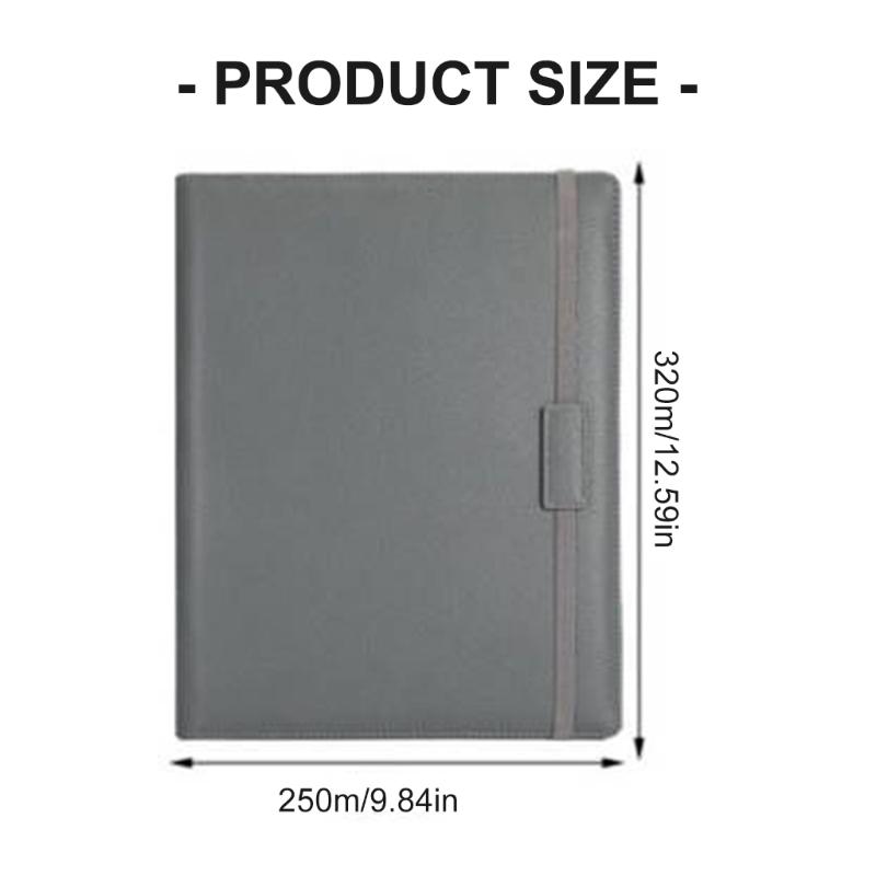 Conference Folder Magnetic Closure Leather Document Organiser with Writing Board Card Pocket Elastic Pen Slot 250x320mm
