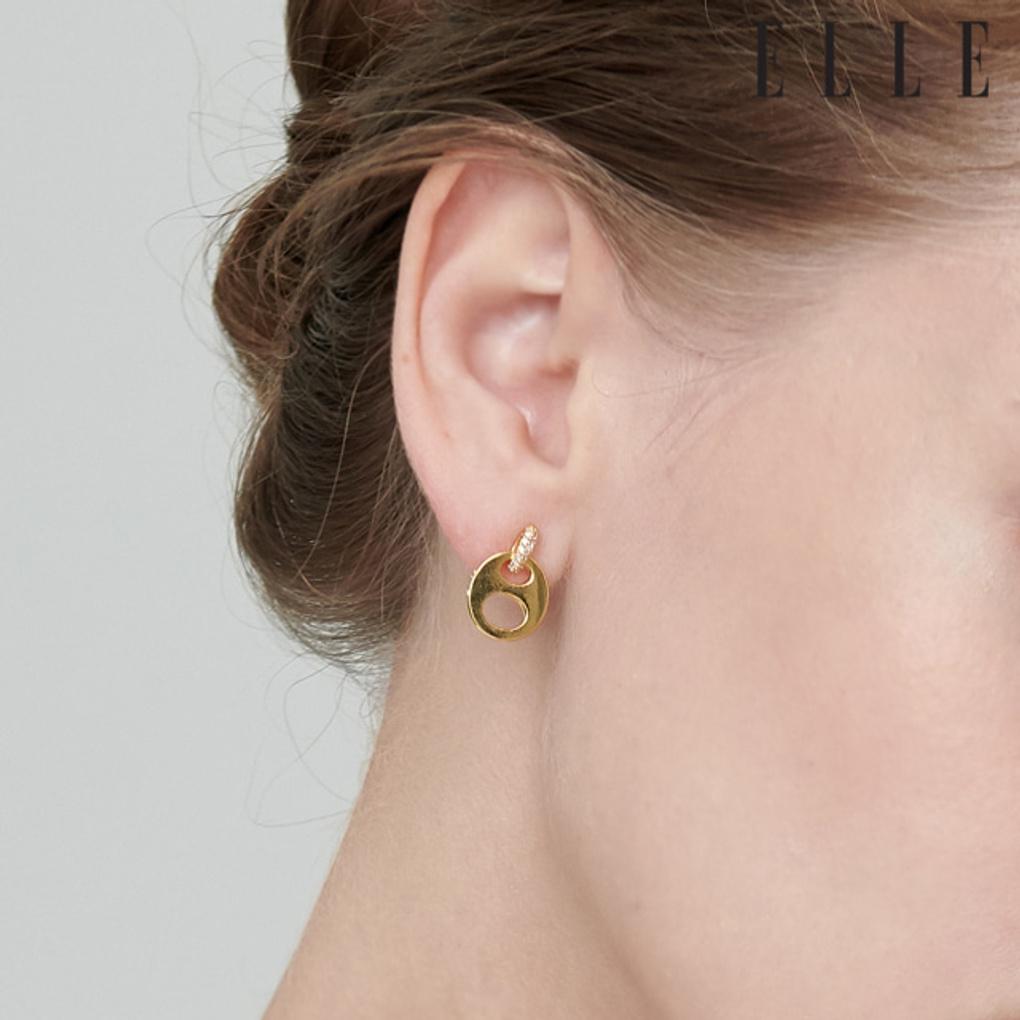 Urbane 14K Runde Zirkonia-Ohrringe (Goldener Pin) ELGPEE382