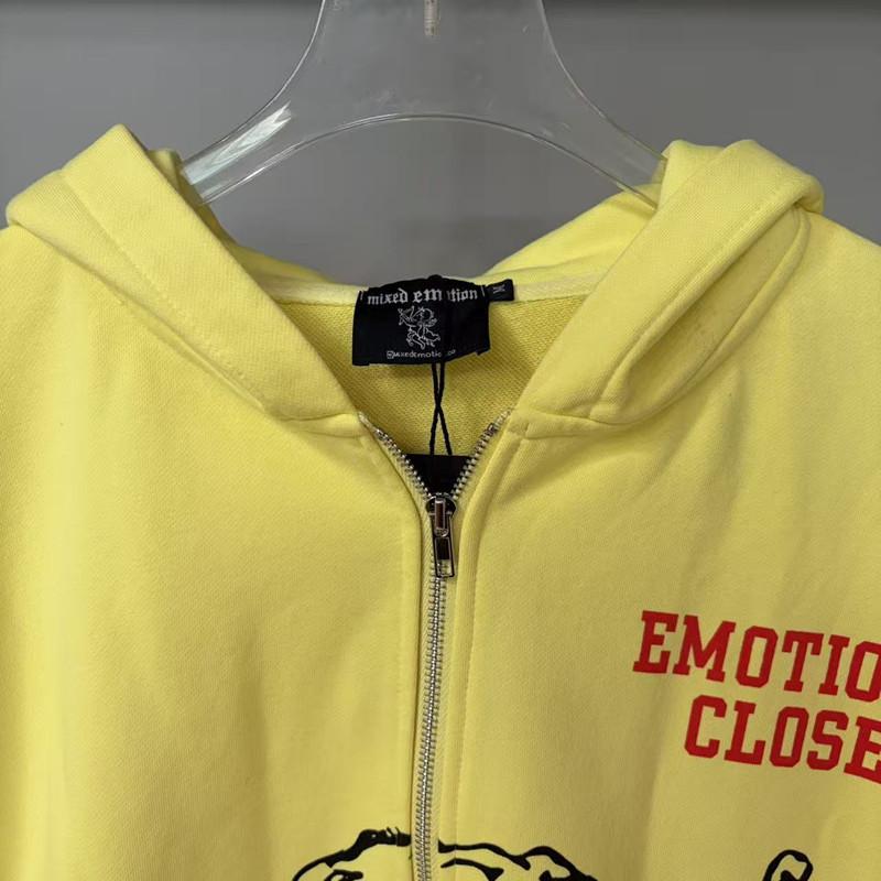Cross-border trendy brand MIXED & EMOTION Cupid letter gradual change hooded sweater men's and women's high street cardigan jacket