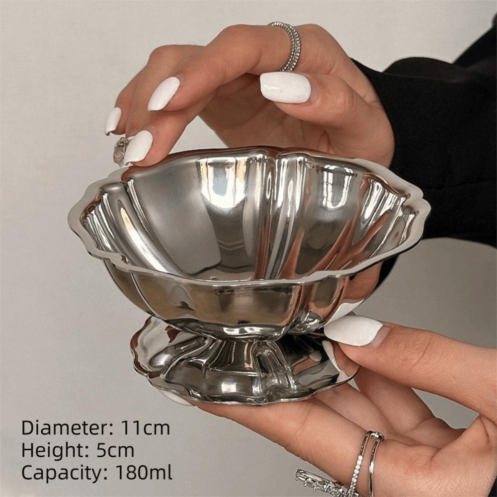 Retro Style Dessert Cup 304 Stainless Steel Salad Goblet New Ice Cream Cup  Bar Dinnerware