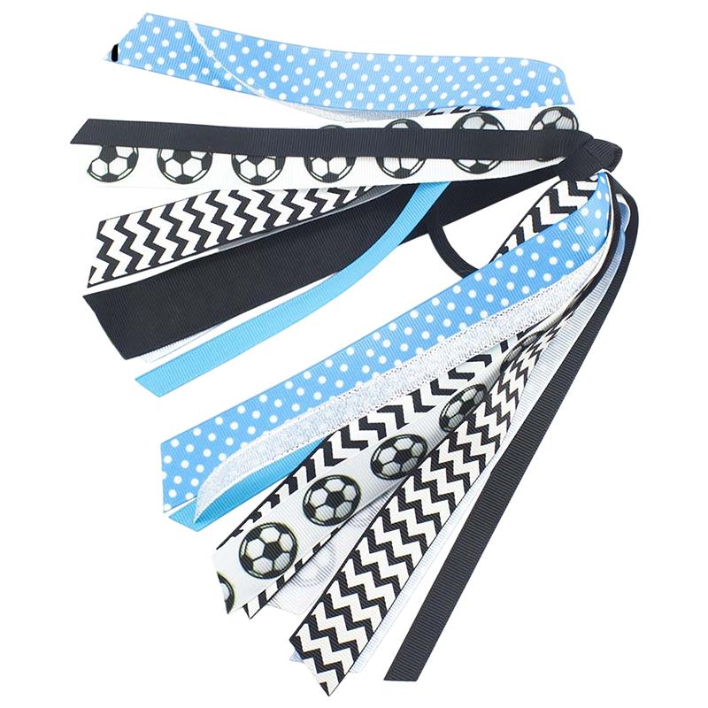 Soccer Ponytail Holders for Women Red Black Glitter Hair Ribbons Streamer Soccer Elastic Hair Ties Band Scrunchies Game Day