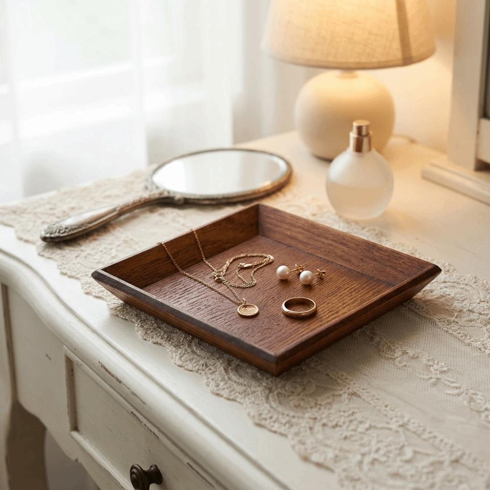 Solid Wood Cake Dessert Dish Anti-slip Edge Pastry Tray Easy To Move Snack Plate Food Serving