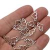 40Pcs Silver Plated Heart Charm Connectors For Jewelry Making Bracelet Diy Craft Accessories15X8Mm