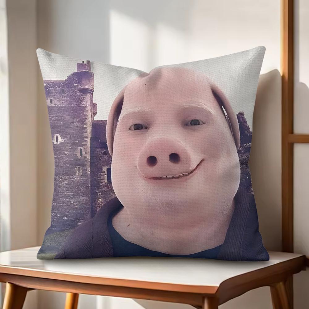 John Pork is Calling Answer Call Cushion Cover Natural Linen Organic Fabric DoubleSided Printing Couch Pillow Covers Home Decor
