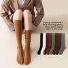 Calf Socks for Women Spring and Autumn, Long Thigh-high Socks, Solid Cotton Socks, Versatile Pressure Slimming, Pile Pile Socks, Calf Socks