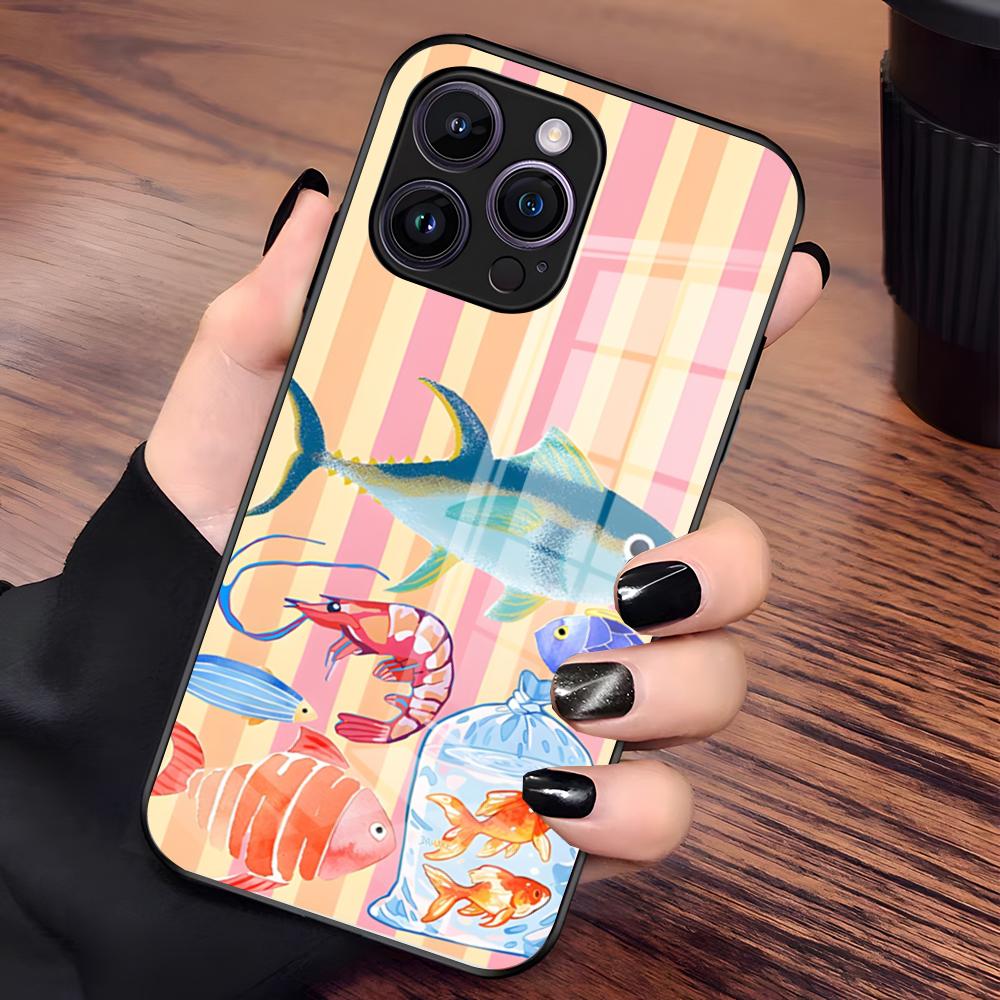 Sardinen Handyhülle Für IPhone 17 Pro Max 15 Pro 16 14 Plus 12 13 Mini 11 Pro Stoßfeste Glasabdeckung