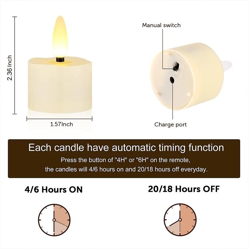 6/12/18/24pcs LED Tea Light Candles Rechargeable Flameless Candles Home Decor Flickering Electronic Candle Lamp for Home Gift 1