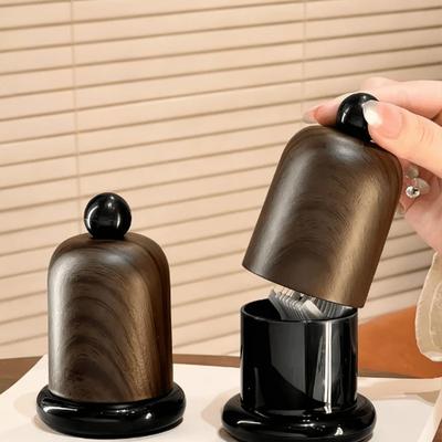 1 Porta-Palitos Elegante de Madeira de Nogueira com Topo de Bola - Design de Madeira Maciça, Decoração de Alto Nível para Sala de Estar e Cozinha, Portátil