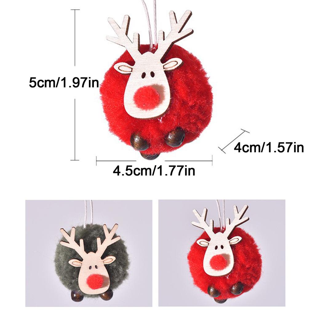 12pcs Lamb Velvet Ball Christmas Elk Pendant Bobbles Christmas Tree Pendants Xmas Hanging Decorations