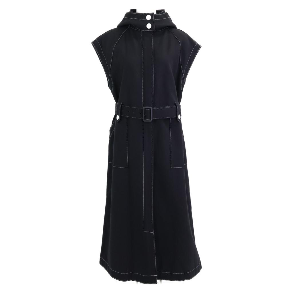 ADORE 531-0240159 Black SUPER100 Melton Gilet Hooded Sleeveless Coat coat 38 blackUsed