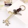 Vintage Cute Giraffe Keychain Cow Leather Handbag Tote Purse Charm Key Chain