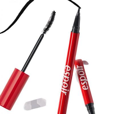 No-merging Duo Set No-merging Mascara Waterproof XP & No-merging Brush Liner + Red Eyelash Curler, Mascara + Liner (Brown) + Eyelash Curler