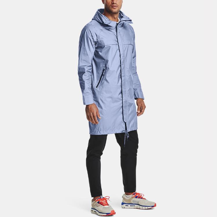 Under Armour Solid Color Hooded Mid-Length Jacket Men Jacket Washed-Blue 1360414-420