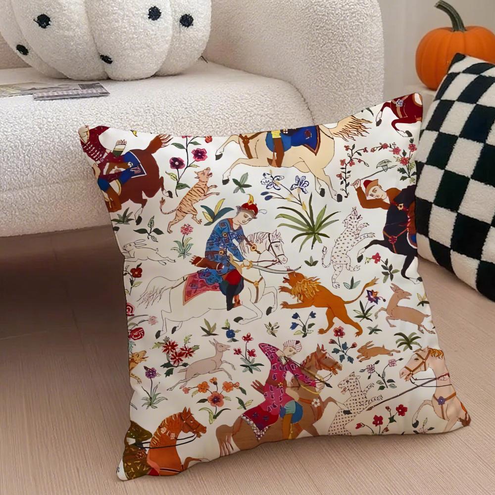 Exotic Gorgeous Exquisite Persian Art Cushion Cover Throw Pillow Cover Hidden Button Durable Polyester Chair Cushion