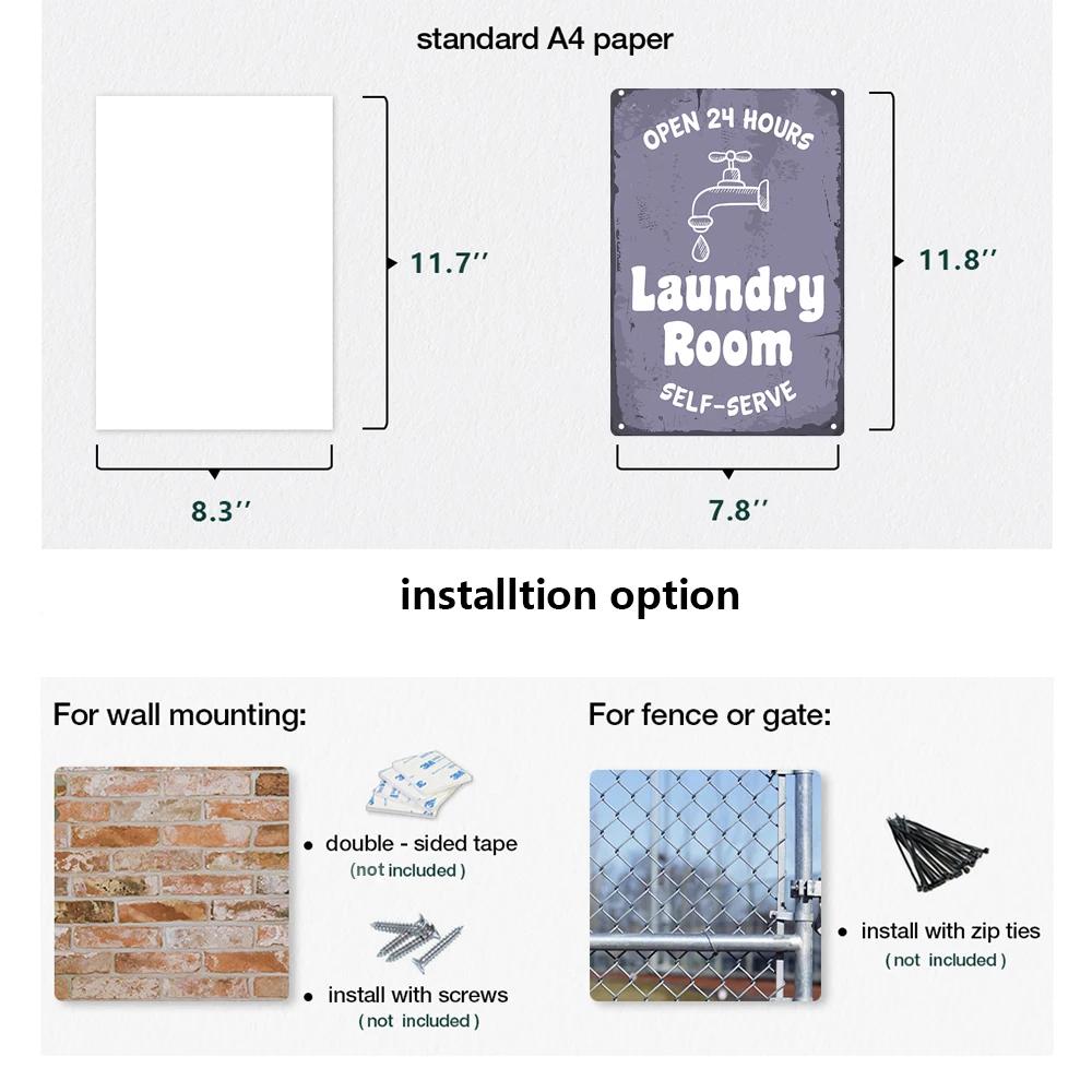 Laundry Vintage Tin Sign Funny Metal Plaque Pin Up Girl Retro Plate Wall Art Painting for Home Room Washroom Posters Decor