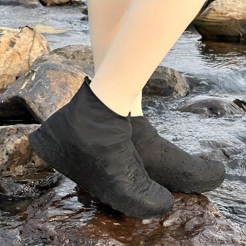1pair Waterproof Silicone Rain Boot Covers - Reusable, Non-Slip Overshoes for Outdoor Use On Rainy Days