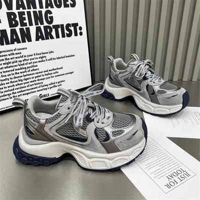 Damen Leder Plateau Dad Schuhe 2025 Herbst und Winter neu Mesh atmungsaktiv und vielseitig kleine lässige Sportschuhe