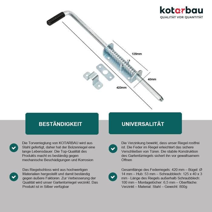Tampa de porta com ressort KOTARBAU fabricada em aço galvanizado de alta qualidade, resistente à corrosão, prata, 420 mm