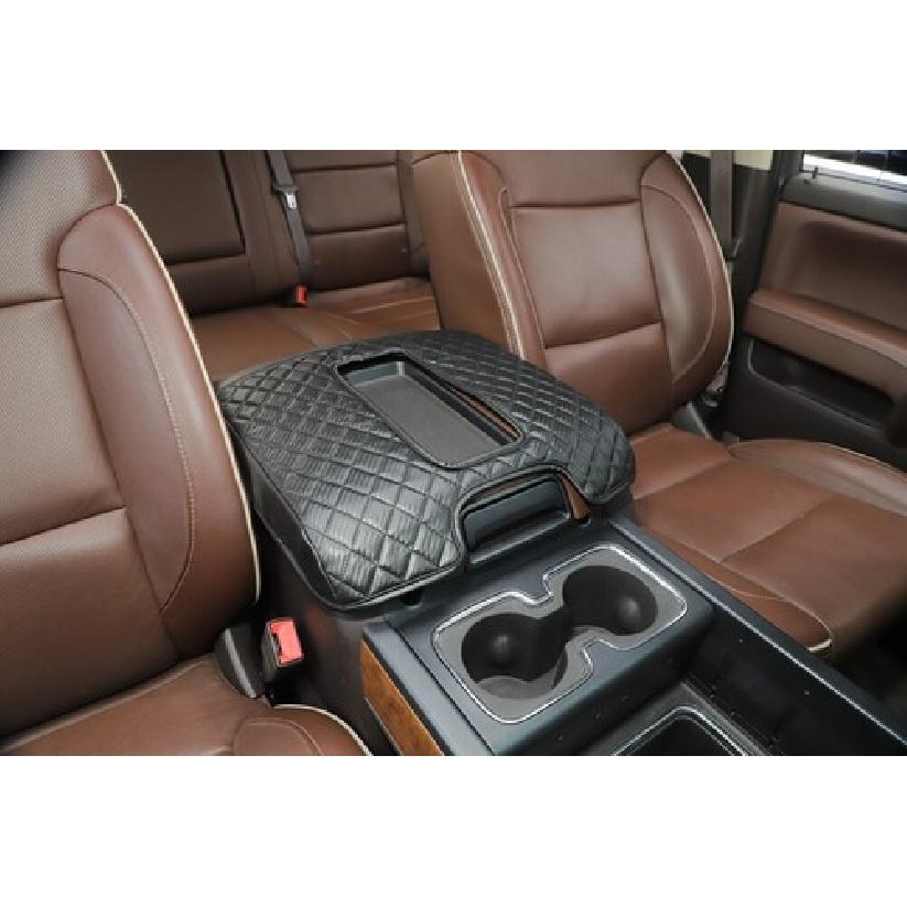 For Silverado 14-17 Cushion Pad Leather Waterproof Armrest Seat Box Cover Carbon