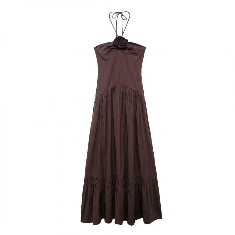 

European & American Summer Women s Embossed Flower Poplin Dress L