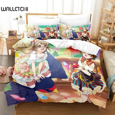 Fashion 2025 New Kawaii Love Live! Bedding Set Cartoon Anime Three-piece Set Adult Kid Bedroom Duvet Cover Sets Home Textiles