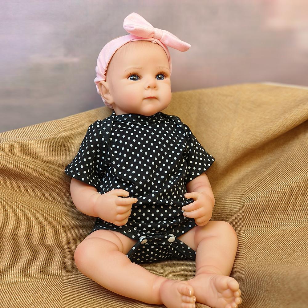 46CM Ganzkörper Neugeborene Bettie Baby Mädchen Reborn Puppe Weicher Kuschelkörper Lebensecht Weiche Haptik 3D Haut mit sichtbaren Adern Kunstpuppe