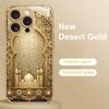 Luxury Gold Palace Pattern Gold Metallic Paint Glass Phone Case For iPhone 17 16 15 14 13 12 11 Pro Max 15 Plus 17Air 16E Cover