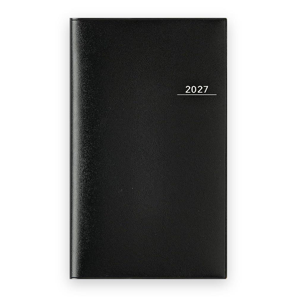 Planner Takahashi Shoten New Diary Alpha 2027 Weekly Left Monthly Horizontal Leather-Look Pen Holder - Black