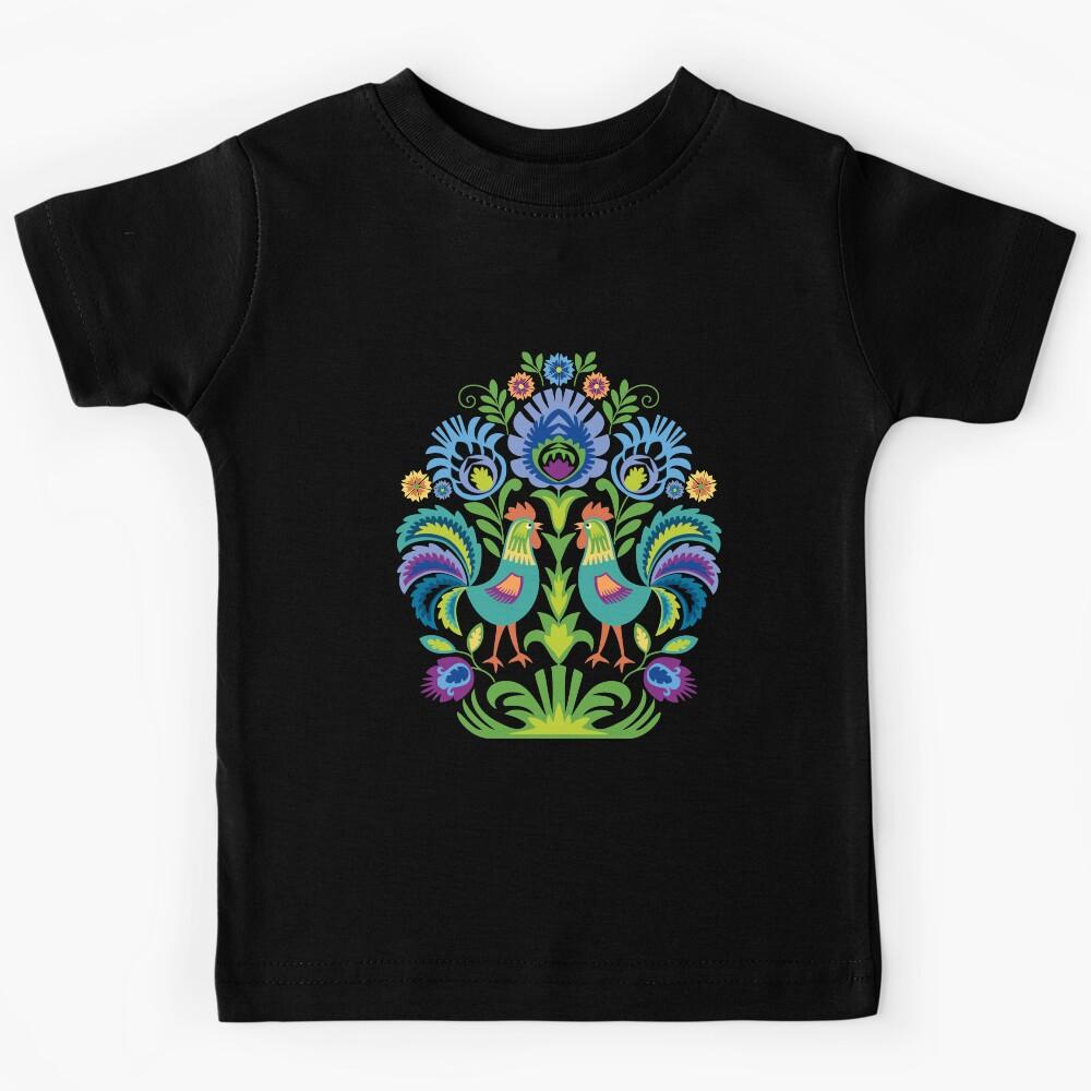 Polish Folk Design Two Roosters Kids T-Shirt 120