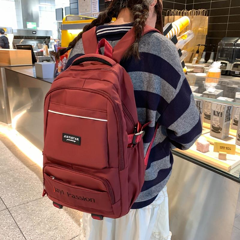 Students Schoolbag Women's Senior High School Backpack Letter Print Large Capacity Backpack