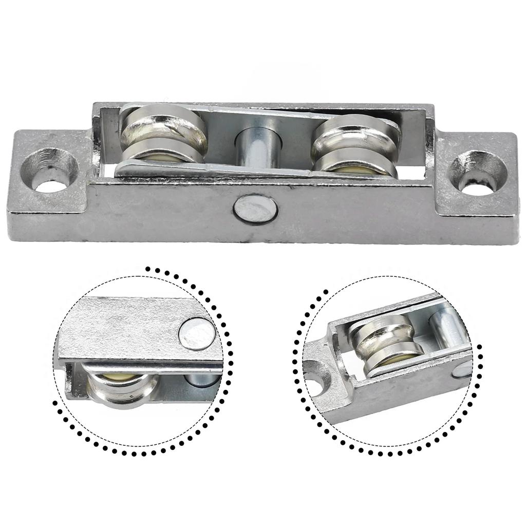 1pc Sliding Doors And Window Rollers Double Slot Flat Wheel Pulley Sliding Door Zinc Alloy Anti Rust Sliding Window Roller