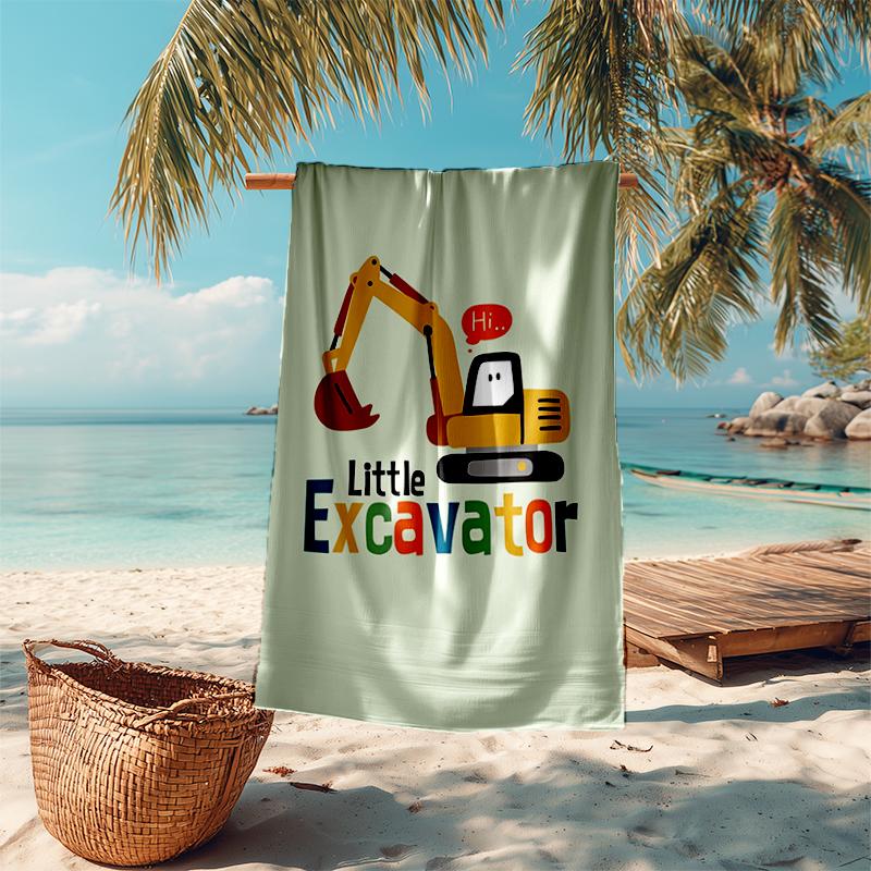 Ultra-weiches Strandtuch mit Bagger-Thema, Ideal für Pool - Camping, Tauchen - Perfekter Reisebegleiter, Lebendiges Strandtuch.