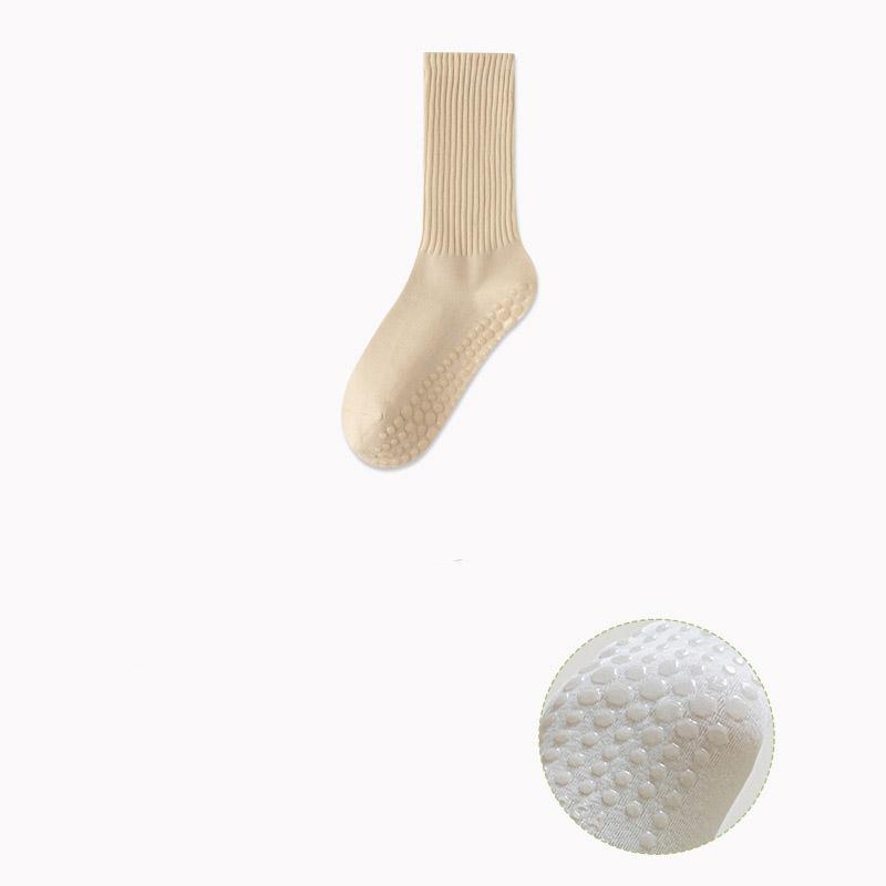 Mid-Calf Yoga Socks Anti-Slip Breathable Sweat-Absorbing Odor-Free Massage Sole for Pilates Gym Fitness Floor Socks