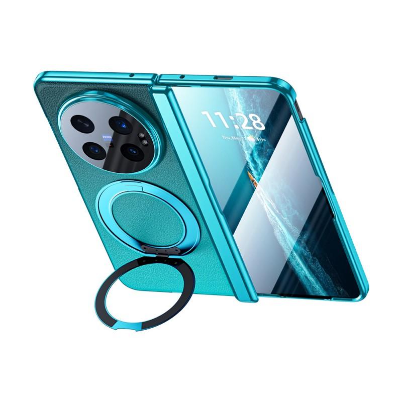 Vivo X Fold6 Magnetic Ring Stand Case With Integrated Screen Protector Leather Cover Electroplated Finish