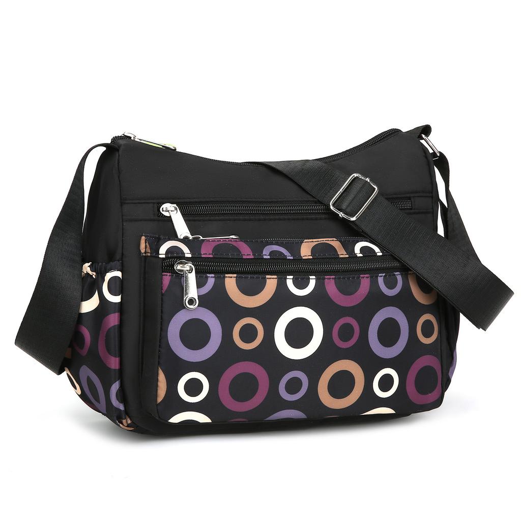 Women Elephant Print Crossbody Bag Multi Pocket Shoulder Bag Large Capacity Lightweight Travel Messenger Purse Zipper Handbag
