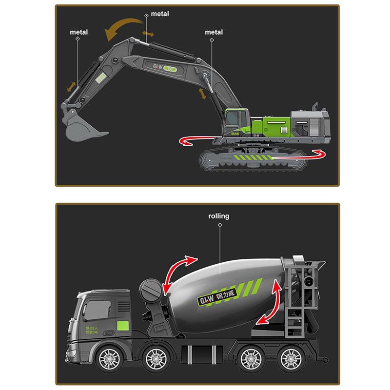 9 Stil Alaşım Mühendislik Döküm Kamyon Oyuncak Araba İnşaat Model Araç Yükleyici Traktör Vinç Ekskavatör Oyuncakları Erkek Çocuklar İçin Hediye