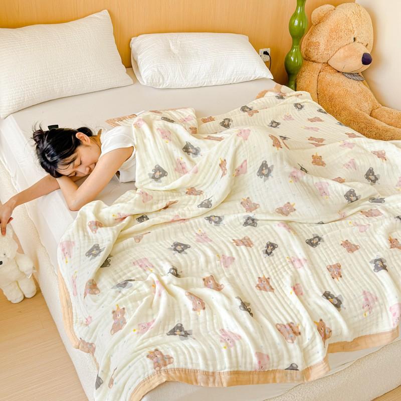 100% Cotton Blanket Breathable Towel for Kids Blankets Skin-friendly Plaid Nap Blankets Super Soft Bedsheet Travel Shawl