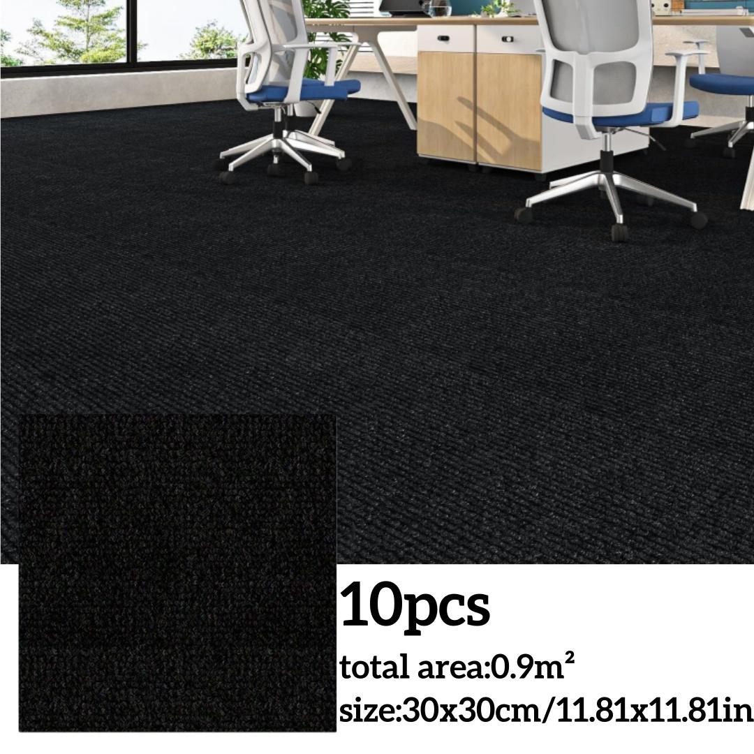

10pcs Removable Self-adhesive Carpet DIY Home Furnishing Protection Flooring Sticker Floor Mat Home Decor Anti-Slip Cat Scratchi 30x30cm-10pcs чорний
