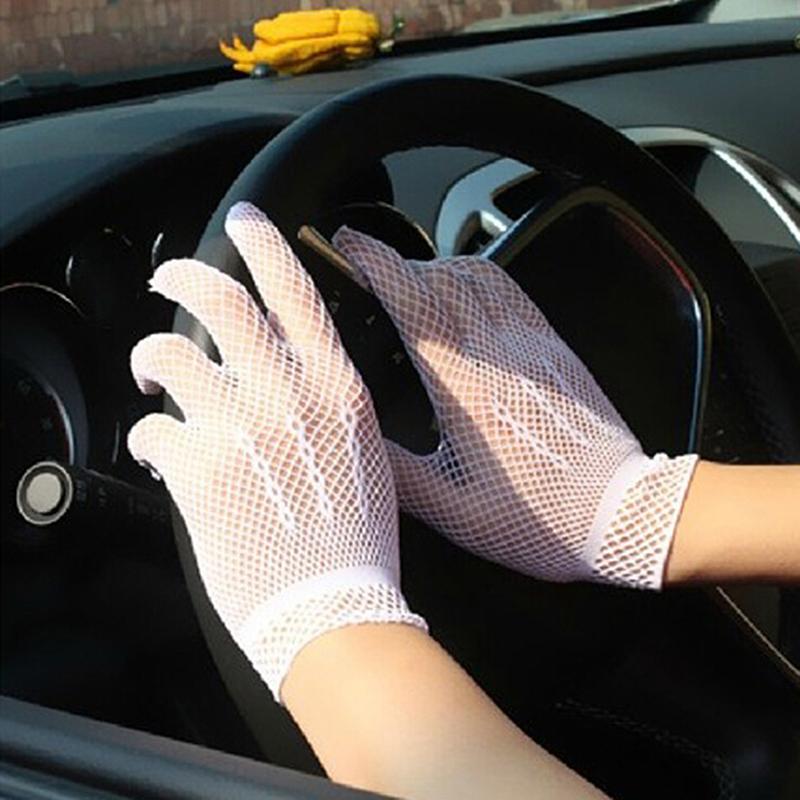 Fashion Fishnet Gloves Women Summer Uv-Proof Driving Glove Mesh Fishnet Gloves Black White Nylon Solid Color Glove