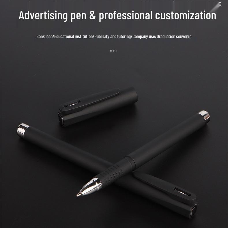 Customized Neutral Pen with Spray Glue & Printed Logo - Black Signature Pen for Stationery Promotion