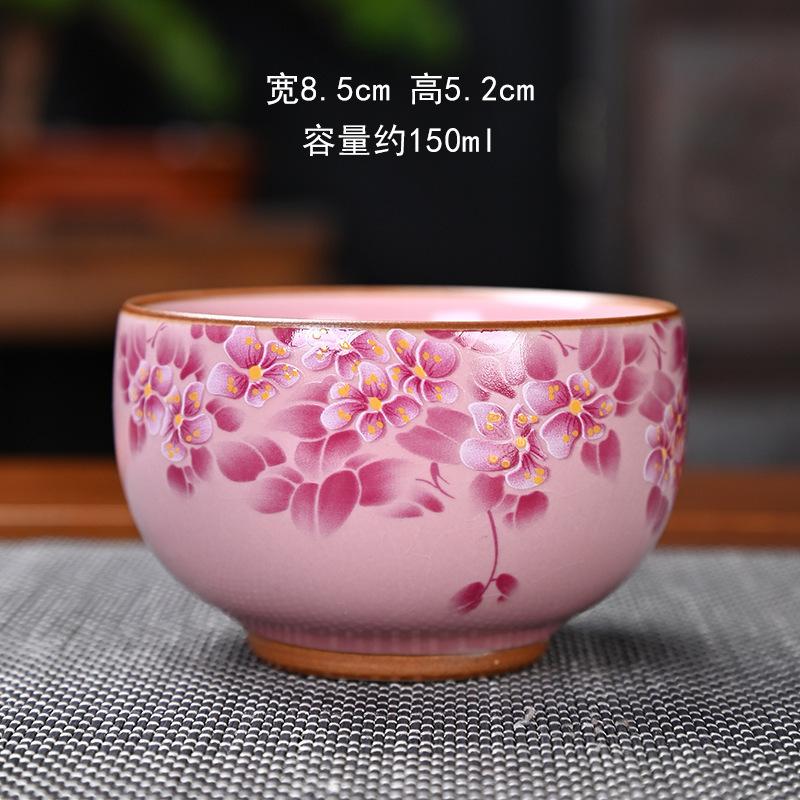 150ml Ru Kiln Cracked Glaze Teacup Aesthetic Tea Bowl Tea Pair Tea-tasting Personal Cup Jianzhan Master Cups Cha Supplies Craft