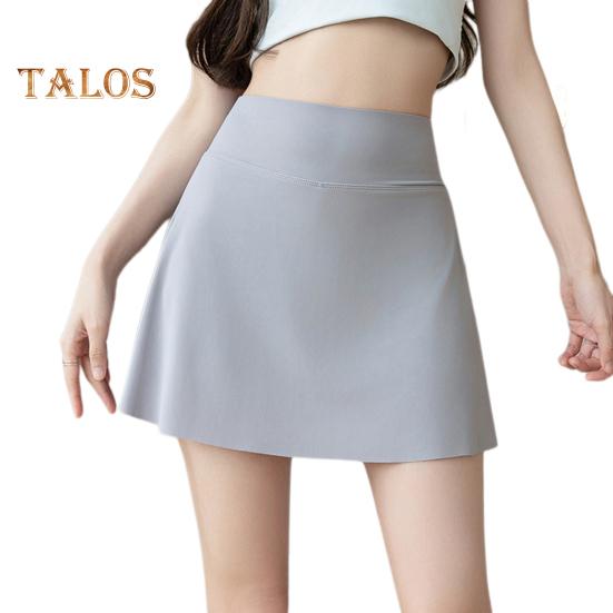 Damskie letnie spodnie do jogi, spódnica z wysokim stanem, jedwabne spodenki z wewnętrznymi częściami zabezpieczającymi i krokiem, gładka spódnica w kształcie litery A