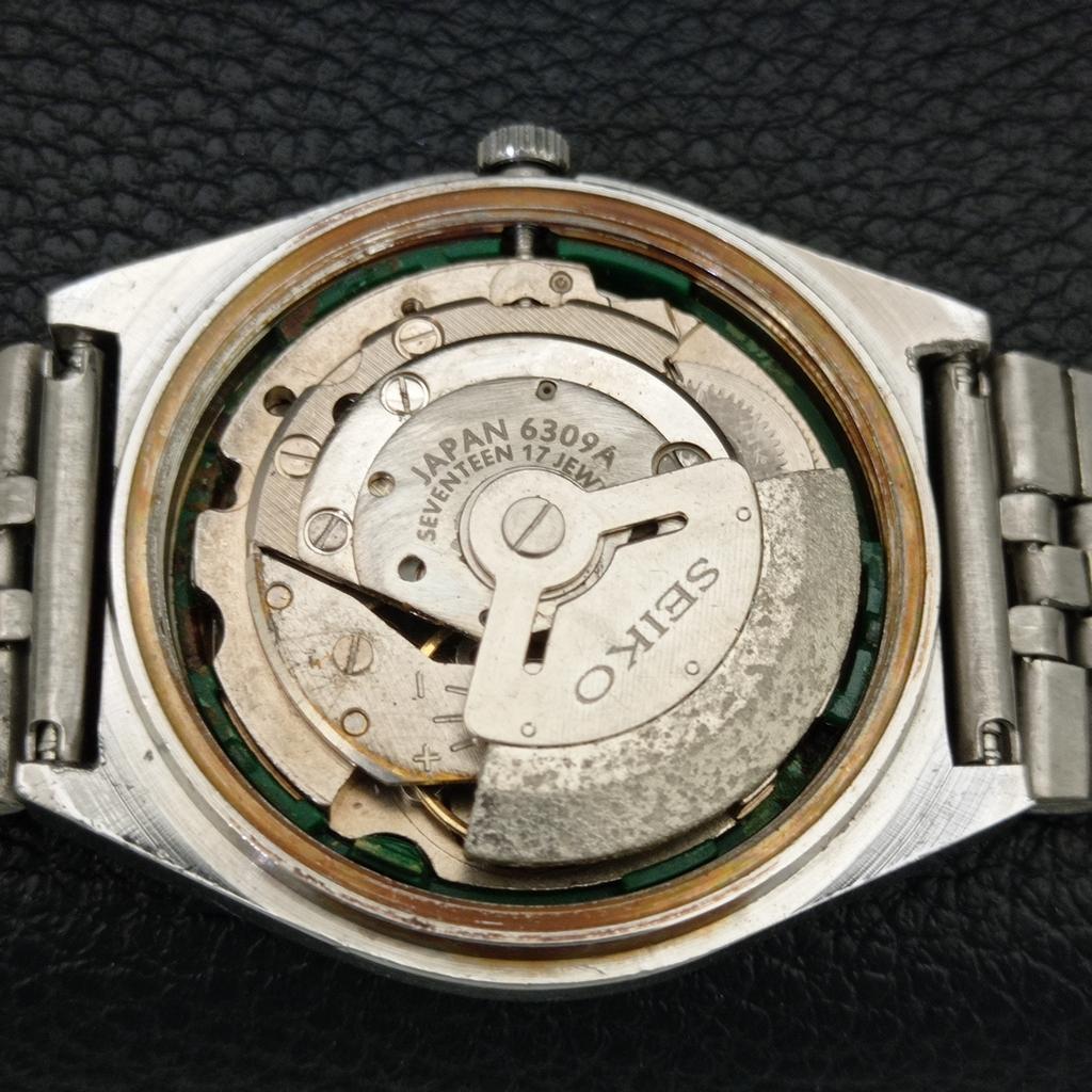 GENUINE VINTAGE SEIKO 5 AUTOMATIC 6309A JAPAN MENS GREEN DIAL WATCH A708397-1