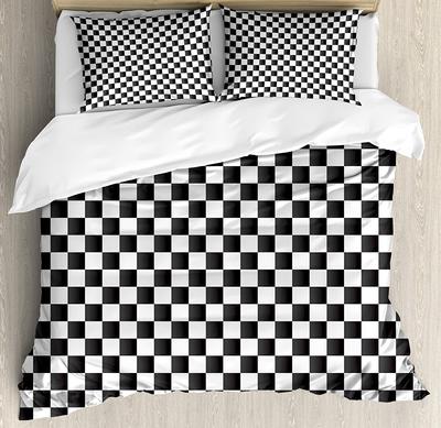 Ensemble de literie à carreaux pour chambre à coucher Lit Maison Composition monochrome avec housse de couette à damier classique Housse de couette Taie d'oreiller
