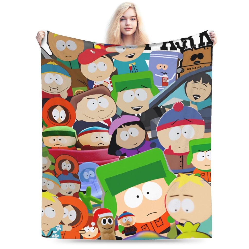 Soft Warm Blanket Southes Cartoon Parks Boy Girl Plush Throw Blanket Street Trend Couch Bed Flannel Bedspread Sofa Bed Cover